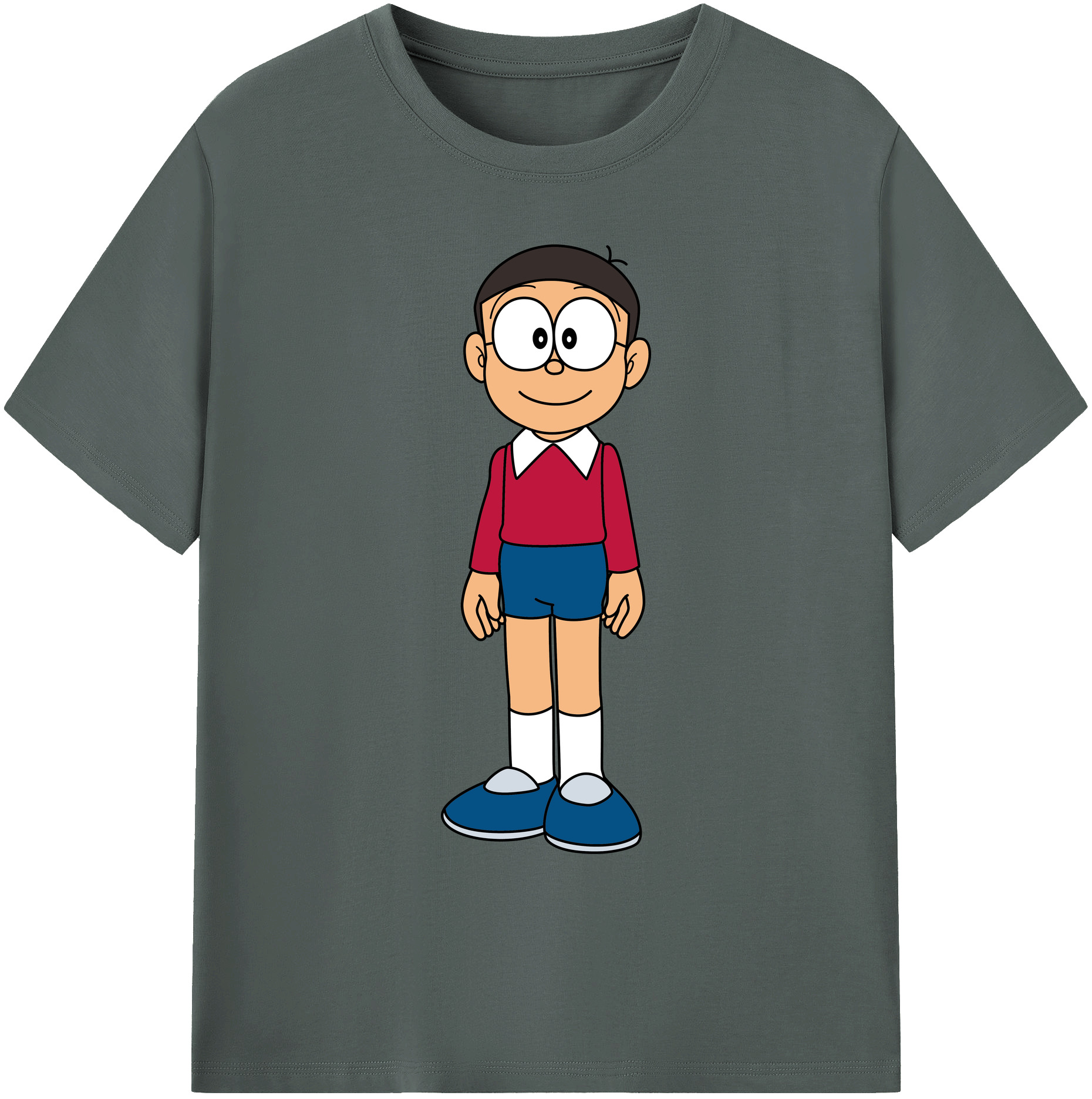 （画像用） ドラえもん 野比 のび太 Doraemon Nobita Nobi 綿100％ メンズ半袖Tシャツ｜肌触りやわらか＆通気性